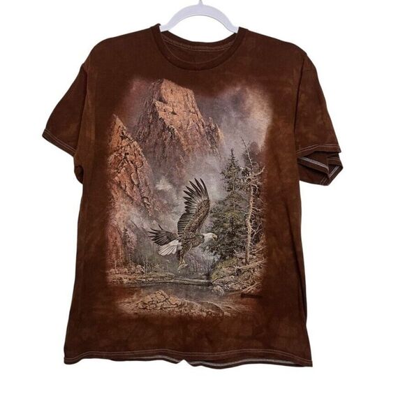 The Mountain‎ Eagle Men's L Brown Tie Dye 100% Cotton T-Shirt Made in the USA - Picture 1 of 4